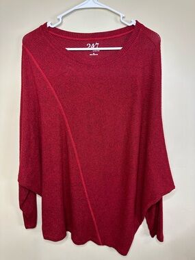 Maurices MEDIUM Red Heathered Soft Knit Top with Dolman Sleeves
